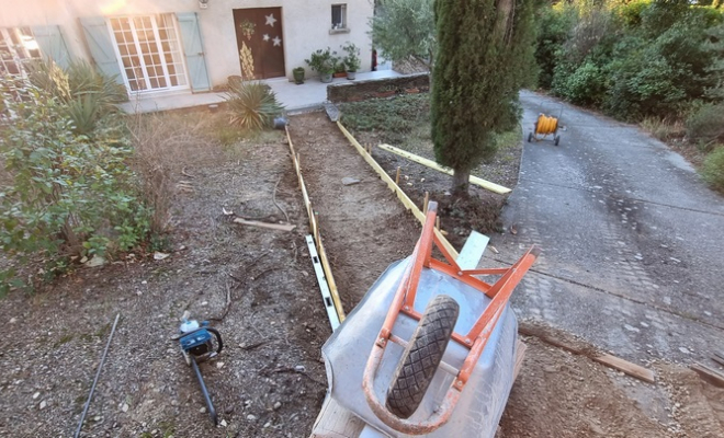 Terrasse en béton, Saint-Clément-de-Rivière, RJ Aménagements Extérieurs