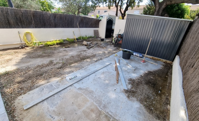 Terrasse en béton, Saint-Clément-de-Rivière, RJ Aménagements Extérieurs