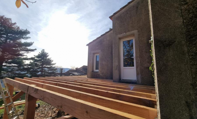 Terrasse sur pilotis, Saint-Clément-de-Rivière, RJ Aménagements Extérieurs