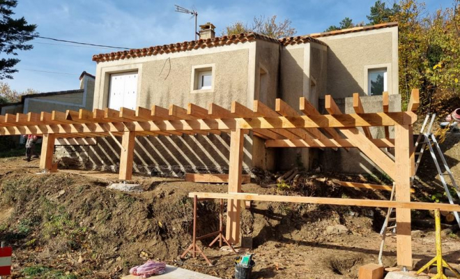 Terrasse sur pilotis, Saint-Clément-de-Rivière, RJ Aménagements Extérieurs