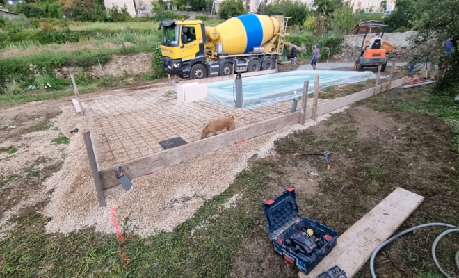 Réalisation d'une dalle en béton sur Le Vigan , Saint-Clément-de-Rivière, RJ Aménagements Extérieurs